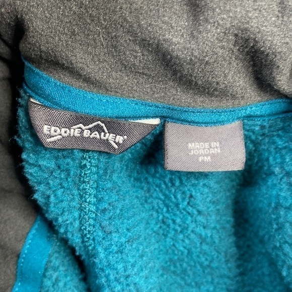 Eddie Bauer Blue Full Zip Fleece Sweater Sweatshirt Size PM - Picture 3 of 5